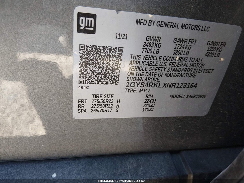 2022 Cadillac Escalade Esv 4Wd Sport Platinum VIN: 1GYS4RKLXNR123164 Lot: 44448473