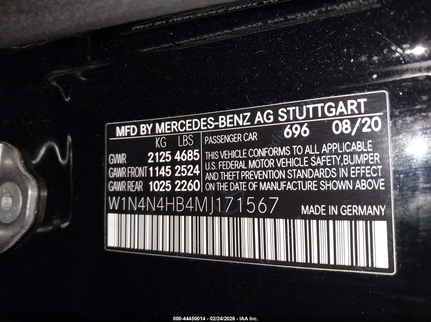 2021 Mercedes-Benz Gla 250 4Matic VIN: W1N4N4HB4MJ171567 Lot: 44450014