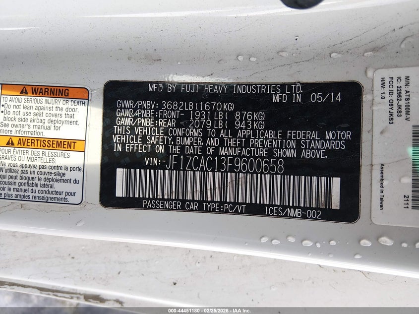 2015 Subaru Brz Series.blue VIN: JF1ZCAC13F9600658 Lot: 44451180