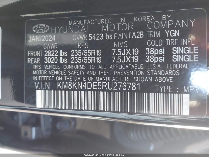 2024 Hyundai Ioniq 5 Sel VIN: KM8KN4DE5RU276781 Lot: 44451601