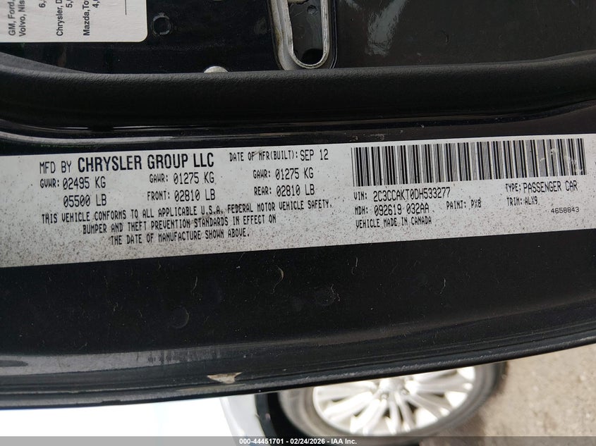 2013 Chrysler 300C Awd VIN: 2C3CCAKT0DH533277 Lot: 44451701