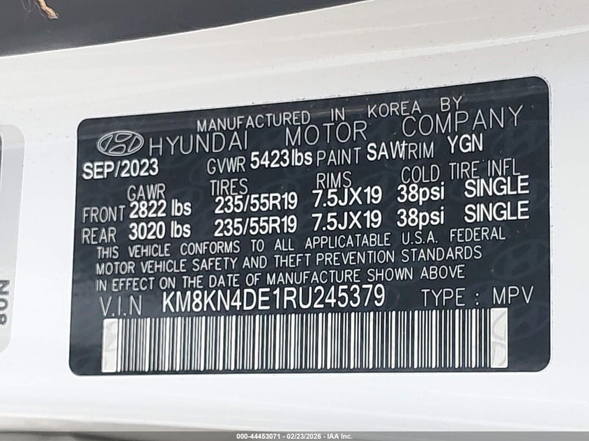 2024 Hyundai Ioniq 5 Sel VIN: KM8KN4DE1RU245379 Lot: 44453071