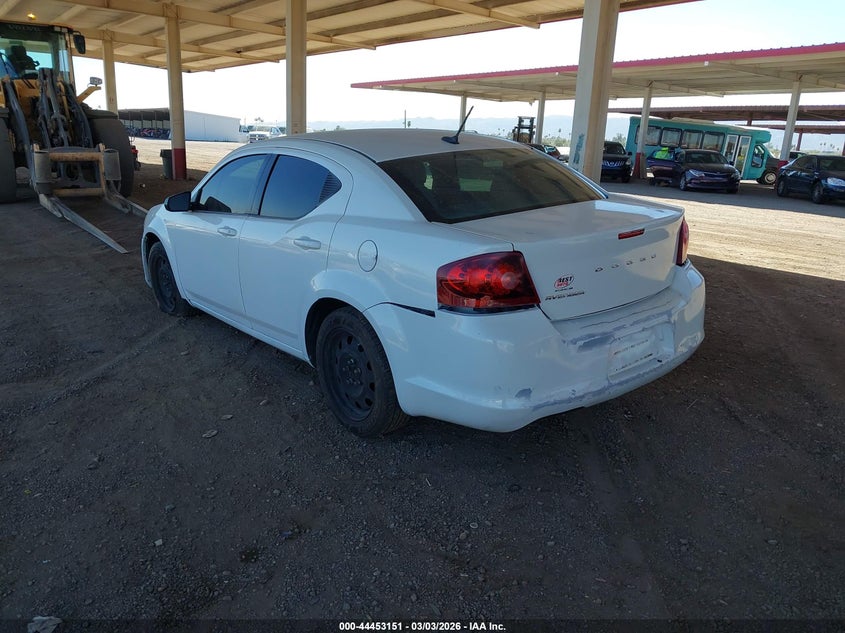Vin: 1c3cdzab8dn635163, lot: 44949817, dodge avenger se 20133