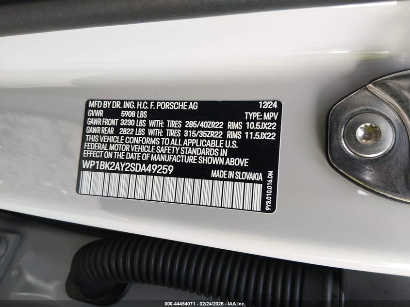 2025 Porsche Cayenne Coupe Turbo Gt VIN: WP1BK2AY2SDA49259 Lot: 44454071