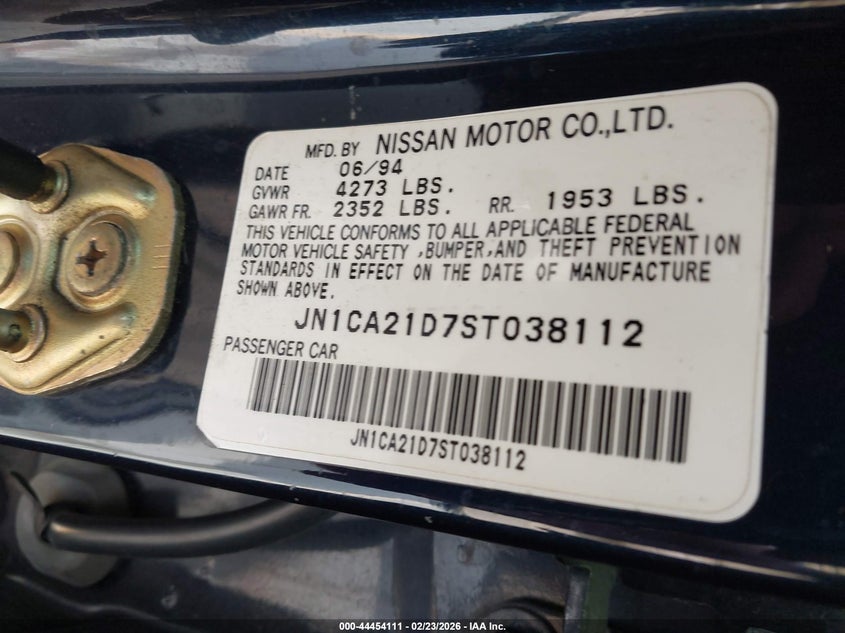 1995 Nissan Maxima Gle/Gxe/Se VIN: JN1CA21D7ST038112 Lot: 44454111