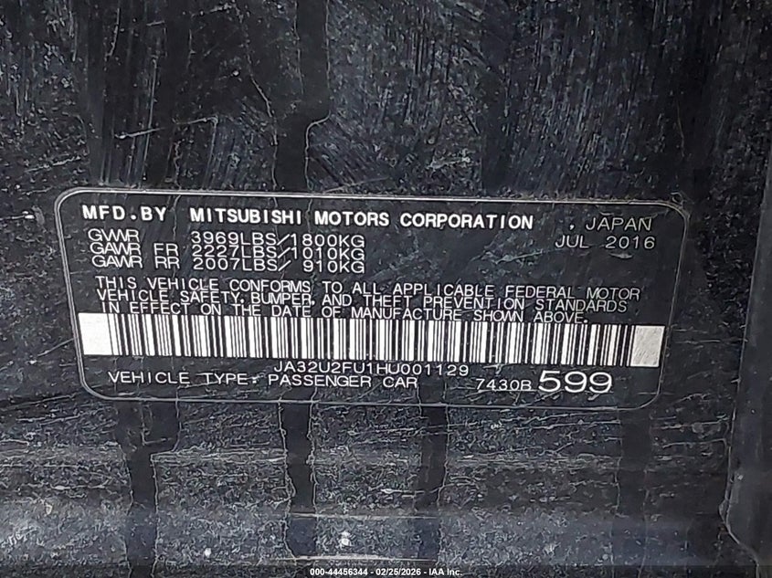 2017 Mitsubishi Lancer Es/Le VIN: JA32U2FU1HU001129 Lot: 44456344
