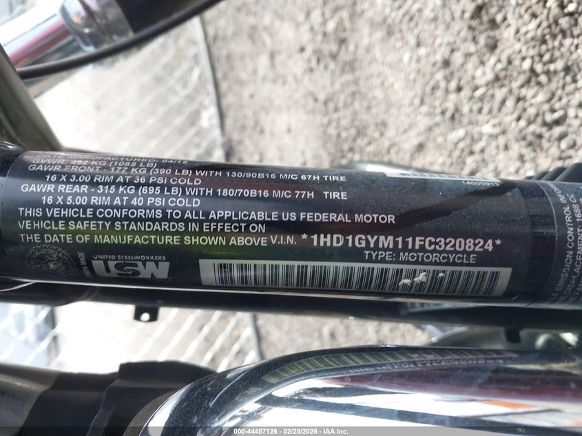 2015 Harley-Davidson Fxdf Dyna Fat Bob VIN: 1HD1GYM11FC320824 Lot: 44457126