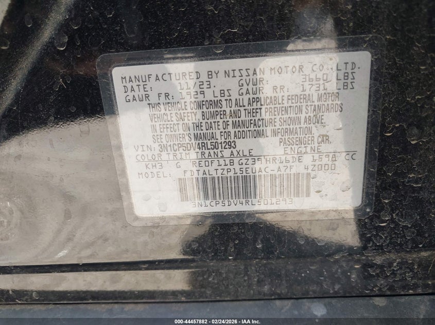 VIN 3N1CP5DV4RL501293 2024 NISSAN KICKS SR XTRONIC CVT