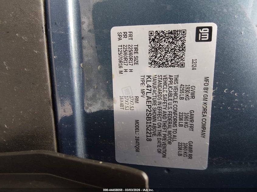 2025 Buick Envista Preferred Fwd VIN: KL47LAEP2SB152218 Lot: 44458058