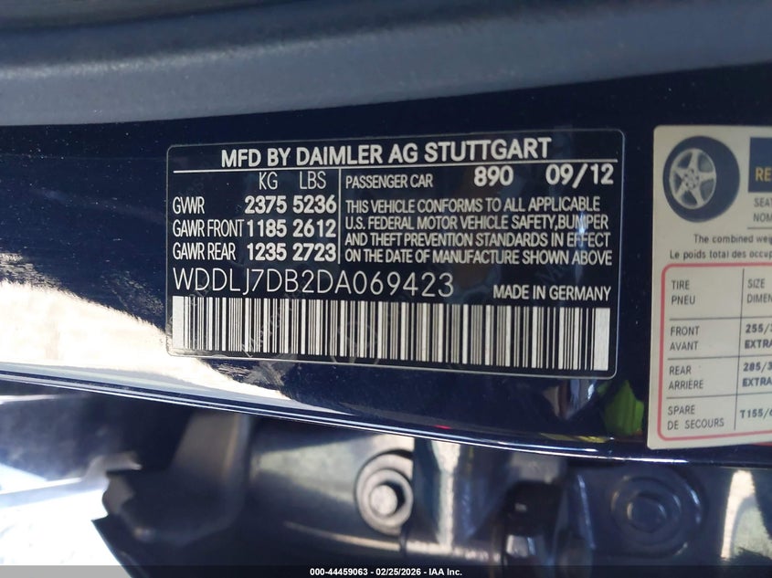 2013 Mercedes-Benz Cls 550 VIN: WDDLJ7DB2DA069423 Lot: 44459063