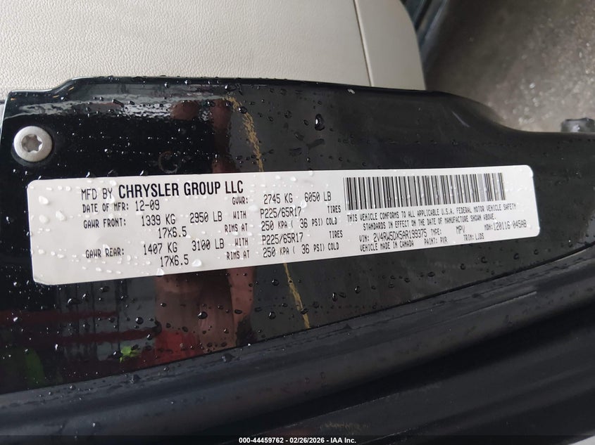 2010 Volkswagen Routan Sel VIN: 2V4RW5DX5AR199375 Lot: 44459762