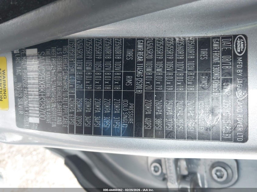 2019 Land Rover Range Rover Evoque Landmark Edition/Se Premium VIN: SALVC2RX8KH329700 Lot: 44460362