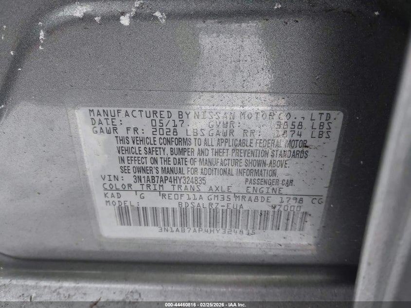 VIN 3N1AB7AP4HY324835 2017 NISSAN SENTRA SR