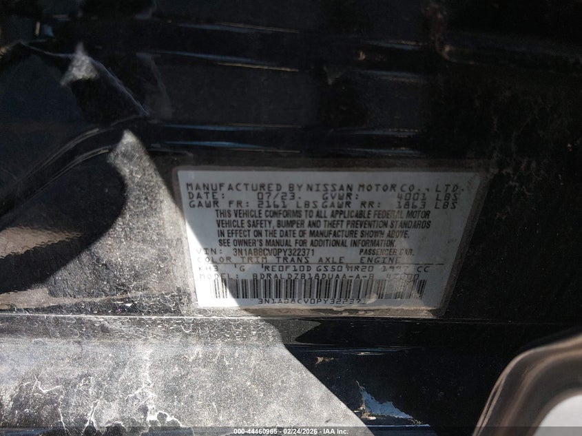 VIN 3N1AB8CV0PY322371 2023 NISSAN SENTRA SV XTRONIC CVT