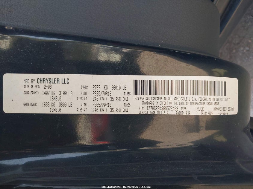 2008 Mitsubishi Raider Ls VIN: 1Z7HC28K98S572409 Lot: 44462823