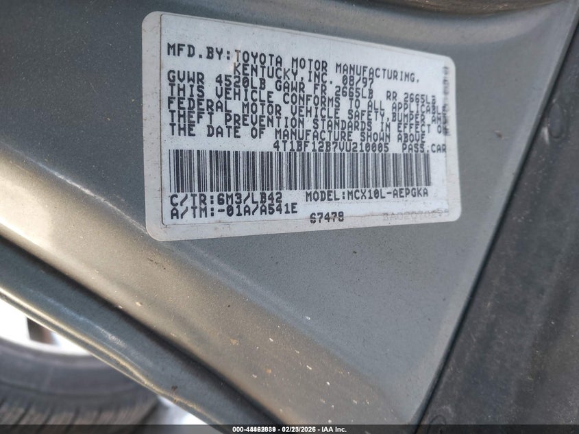 1997 Toyota Avalon Xls VIN: 4T1BF12B7VU210005 Lot: 44462839