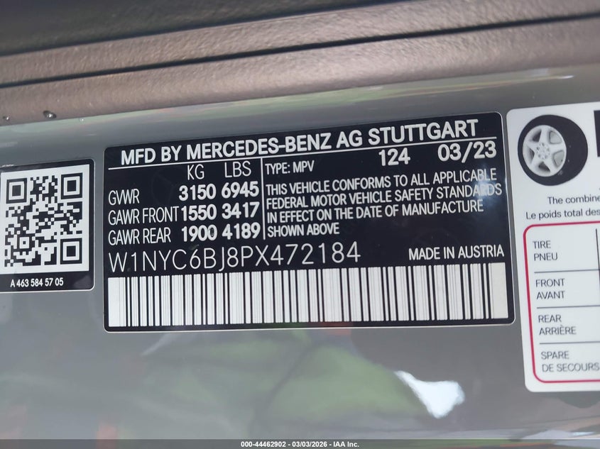 2023 Mercedes-Benz G 550 4Matic VIN: W1NYC6BJ8PX472184 Lot: 44462902