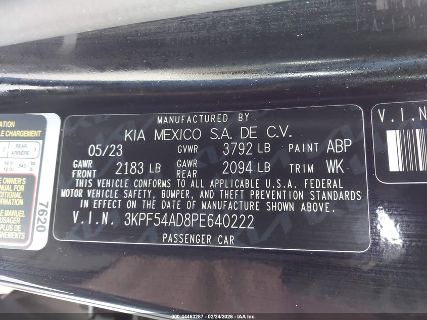 VIN 3KPF54AD8PE640222 2023 KIA FORTE GT-LINE
