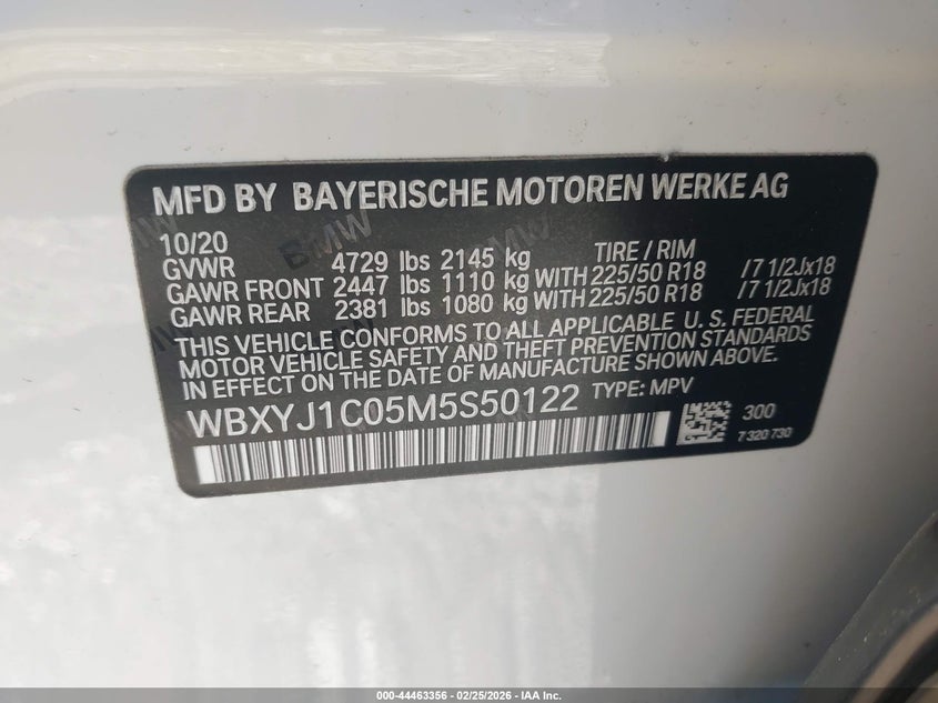 2021 BMW X2 xDrive28I VIN: WBXYJ1C05M5S50122 Lot: 44463356