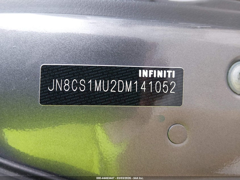 2013 Infiniti Fx37 VIN: JN8CS1MU2DM141052 Lot: 44463447