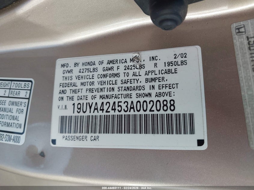 2003 Acura Cl 3.2 VIN: 19UYA42453A002088 Lot: 44465111