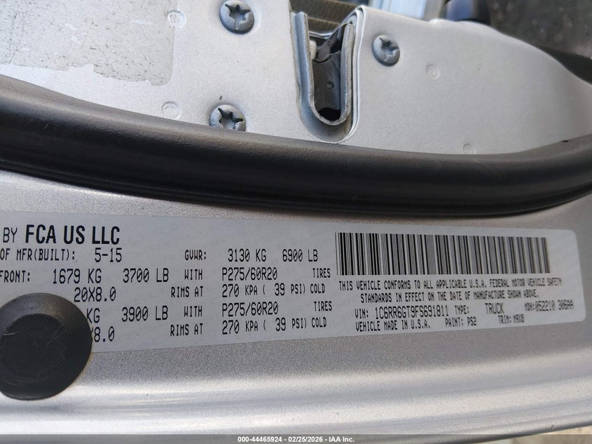 2015 RAM 1500 TRUCK 5.7L V-8 VVT, 395HP
