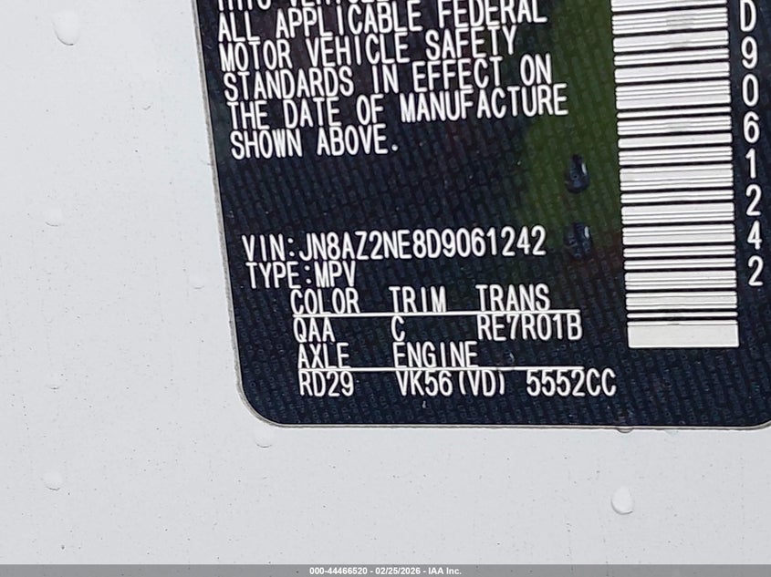 2013 Infiniti Qx56 VIN: JN8AZ2NE8D9061242 Lot: 44466520