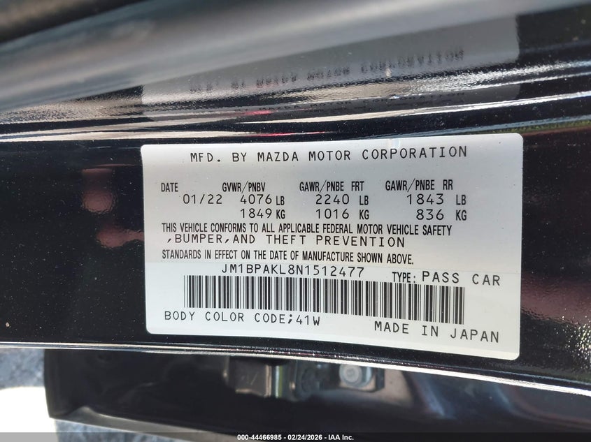 2022 Mazda Mazda3 Select JM1BPAKL8N1512477 from the USA
