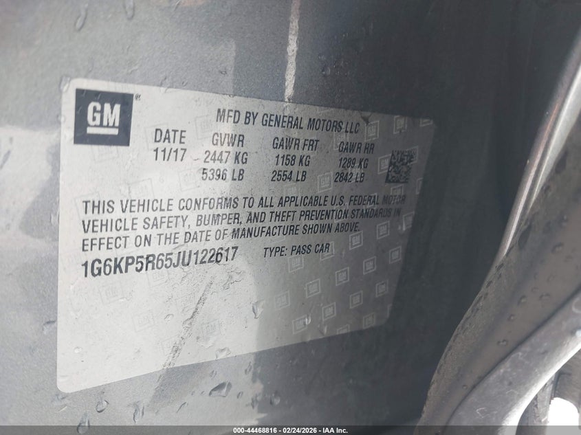 2018 Cadillac Ct6 Platinum VIN: 1G6KP5R65JU122617 Lot: 44468816