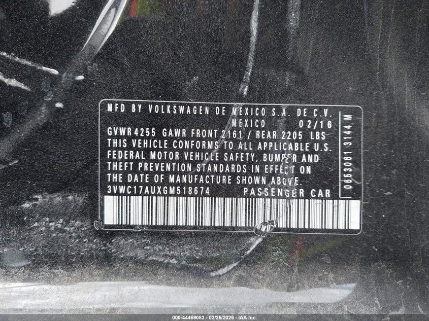2016 Volkswagen Golf Sportwagen Tsi Limited Edition VIN: 3VWC17AUXGM518674 Lot: 44469083