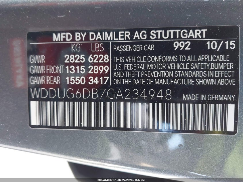 WDDUG6DB7GA234948 Mercedes-Benz S 550 Plug-in Hybrid