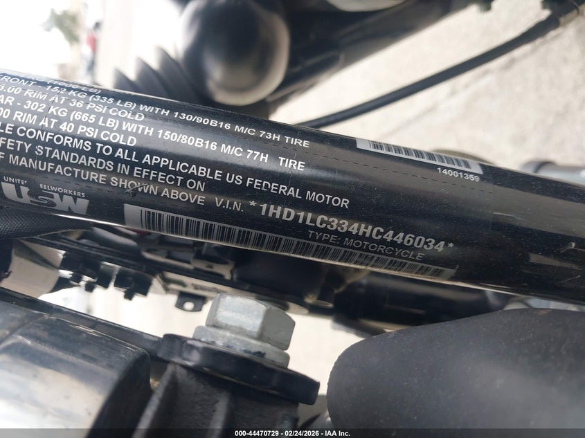 2017 Harley-Davidson Xl1200 Forty-Eight VIN: 1HD1LC334HC446034 Lot: 44470729
