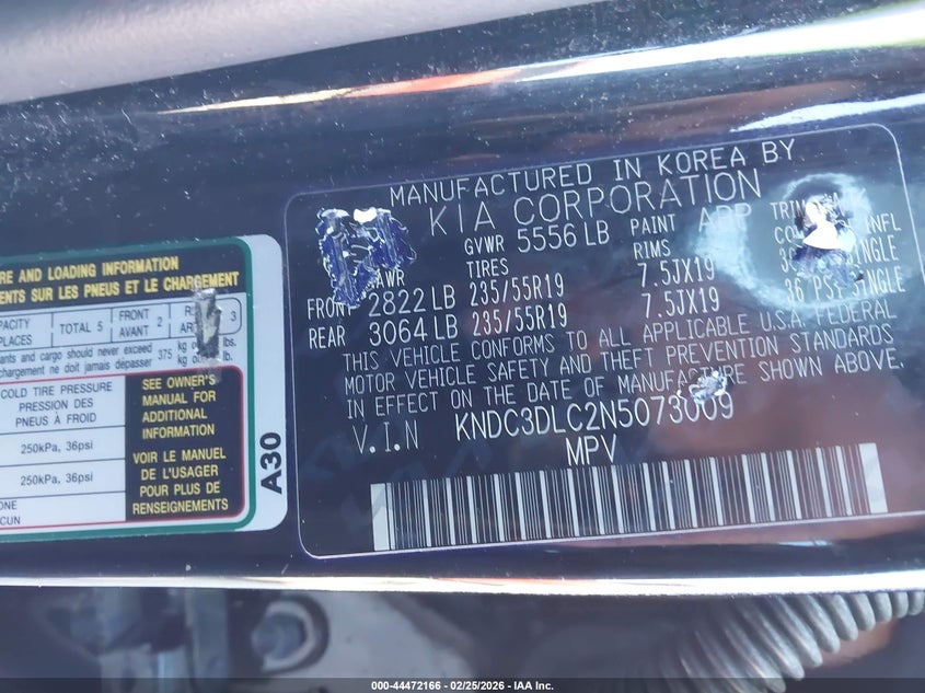 2022 Kia Ev6 Wind VIN: KNDC3DLC2N5073009 Lot: 44472166