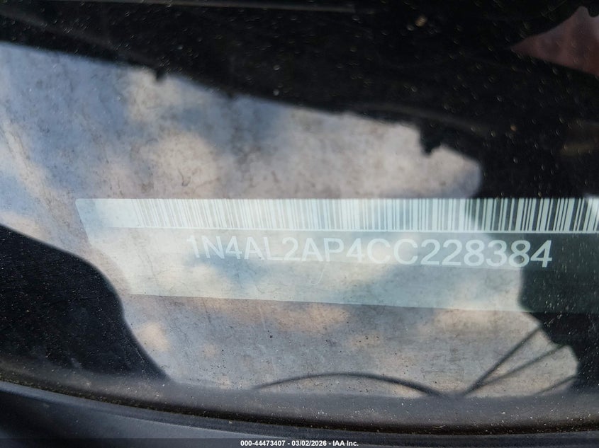 2012 Nissan Altima 2.5 2.5 S black Lot 111044473407 Vin 1N4AL2AP4CC228384