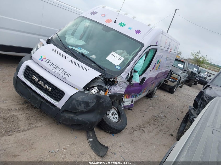 Vin: 3c6lrvdg3me590996, lot: 44971201, ram promaster 2500 high roof 159 wb 20212