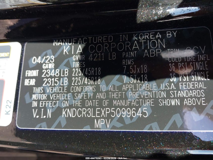 2023 Kia Niro 1.6 Ex Touring black Lot 111044475263 Vin KNDCR3LEXP5099645