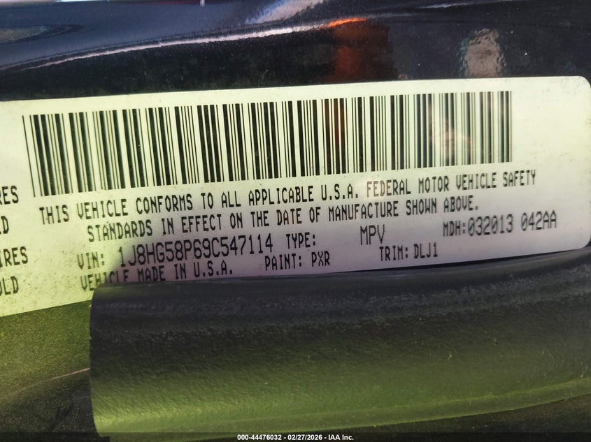 2009 Jeep Commander Limited VIN: 1J8HG58P69C547114 Lot: 44476032