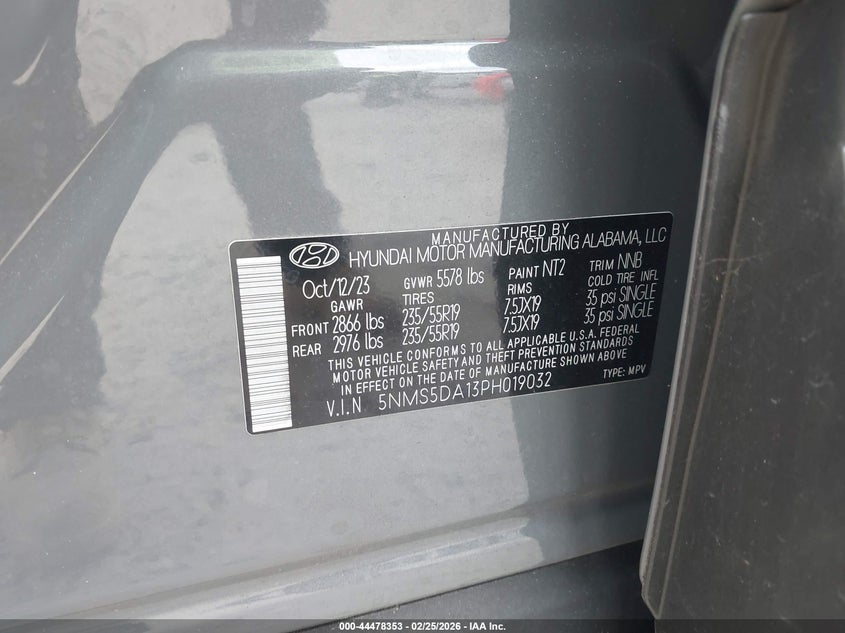 VIN 5NMS5DA13PH019032 2023 HYUNDAI SANTA FE HYBRID LIMITED