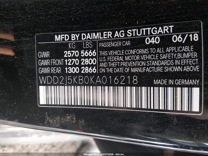 2019 Mercedes-Benz Cls 450 4Matic VIN: WDD2J5KB0KA016218 Lot: 44478922