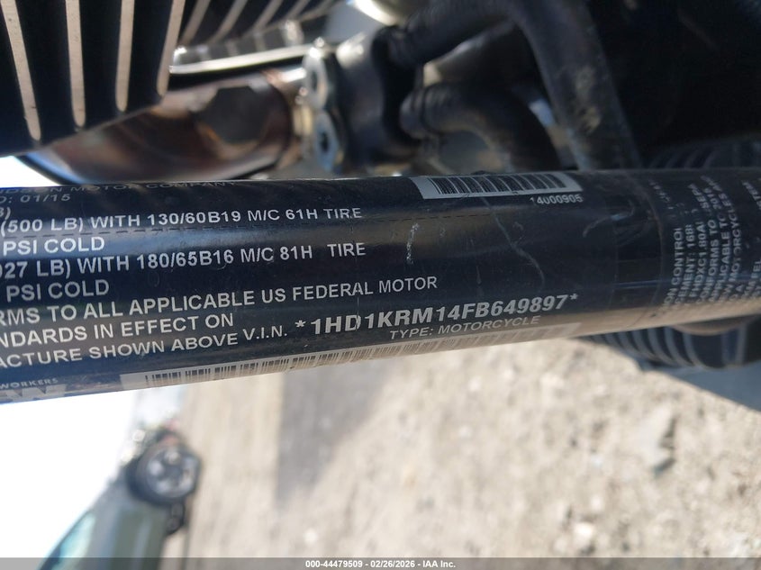 2015 Harley-Davidson Flhxs Street Glide Special VIN: 1HD1KRM14FB649897 Lot: 44479509
