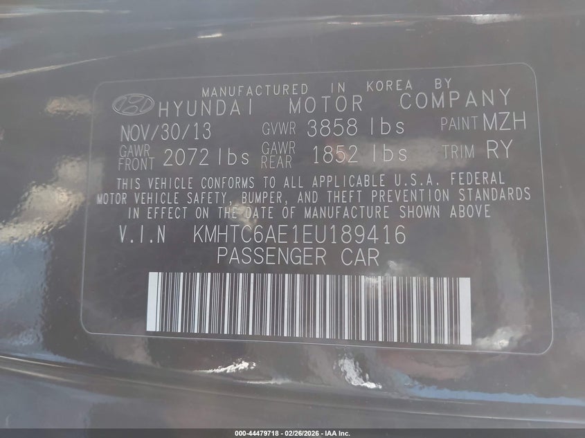 2014 HYUNDAI VELOSTER HATCHBACK 1.6L I-4 DI, DOHC, VVT, TURBO, 201HP