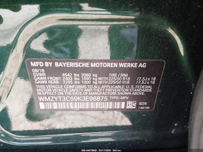 2019 Mini Countryman Cooper S VIN: WMZYT3C59K3E96875 Lot: 44479850