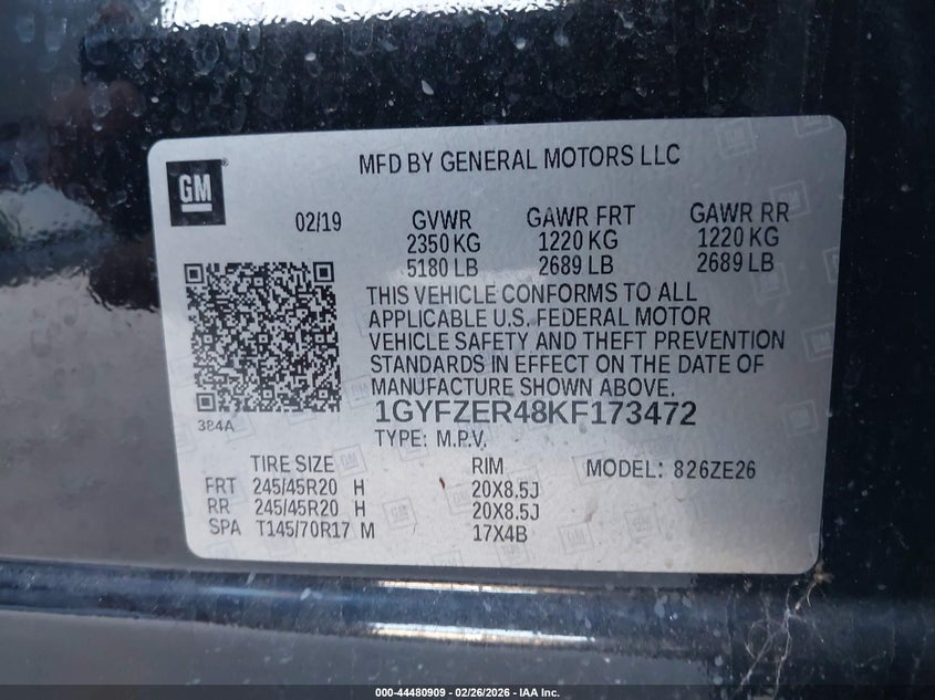 2019 Cadillac Xt4 2.0 Xt4 Sport black Lot 111044480909 Vin 1GYFZER48KF173472