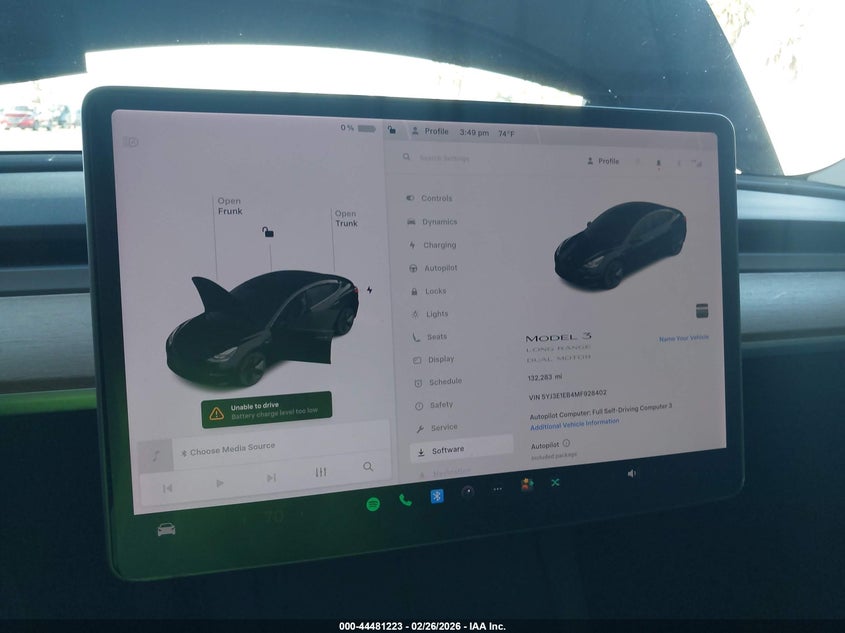 2021 Tesla Model 3 Long Range Dual Motor All-Wheel Drive black Lot 111044481223 Vin 5YJ3E1EB4MF928402