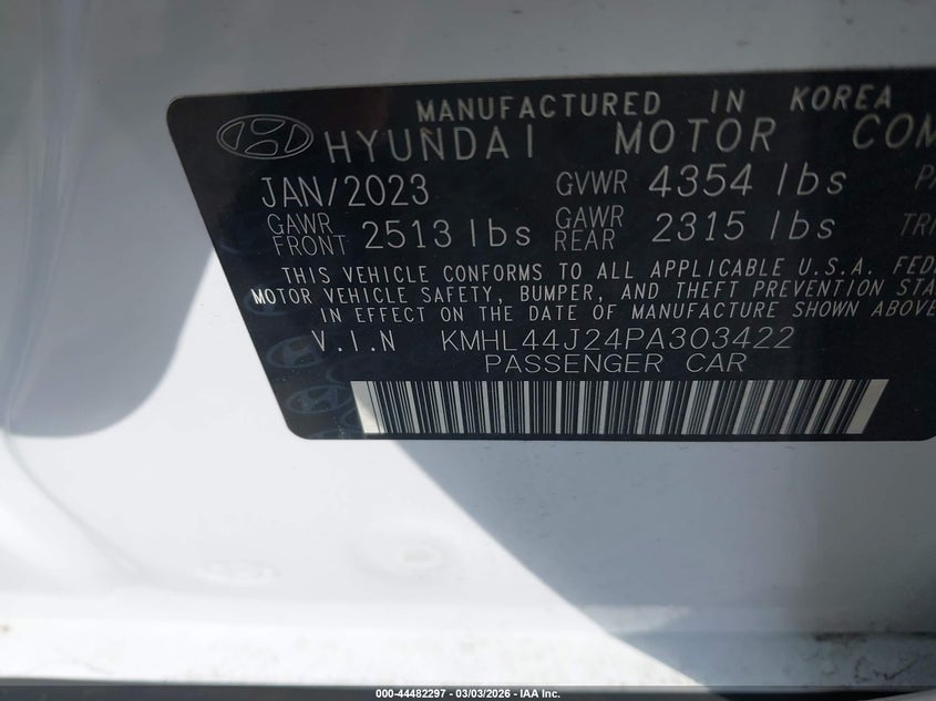 VIN KMHL44J24PA303422 2023 HYUNDAI SONATA SEL PLUS