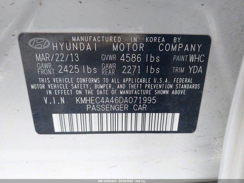 KMHEC4A46DA071995 2013 Hyundai Sonata 2.4 Hybrid Limited white