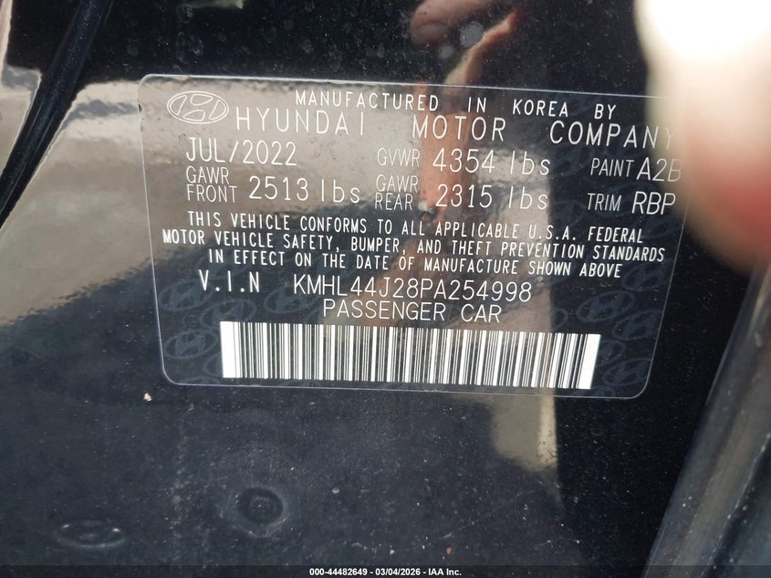 VIN KMHL44J28PA254998 2023 HYUNDAI SONATA SEL PLUS