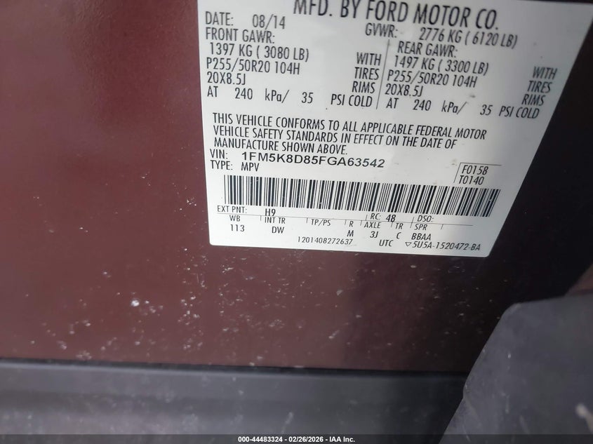 2015 Ford Explorer 3.5 Xlt brown Lot 111044483324 Vin 1FM5K8D85FGA63542