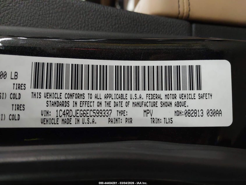 2014 Dodge Durango Citadel VIN: 1C4RDJEG6EC599337 Lot: 44484281