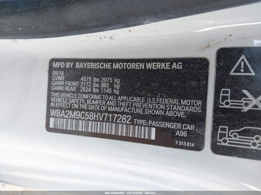 2017 BMW 230I xDrive VIN: WBA2M9C58HV717282 Lot: 44484483